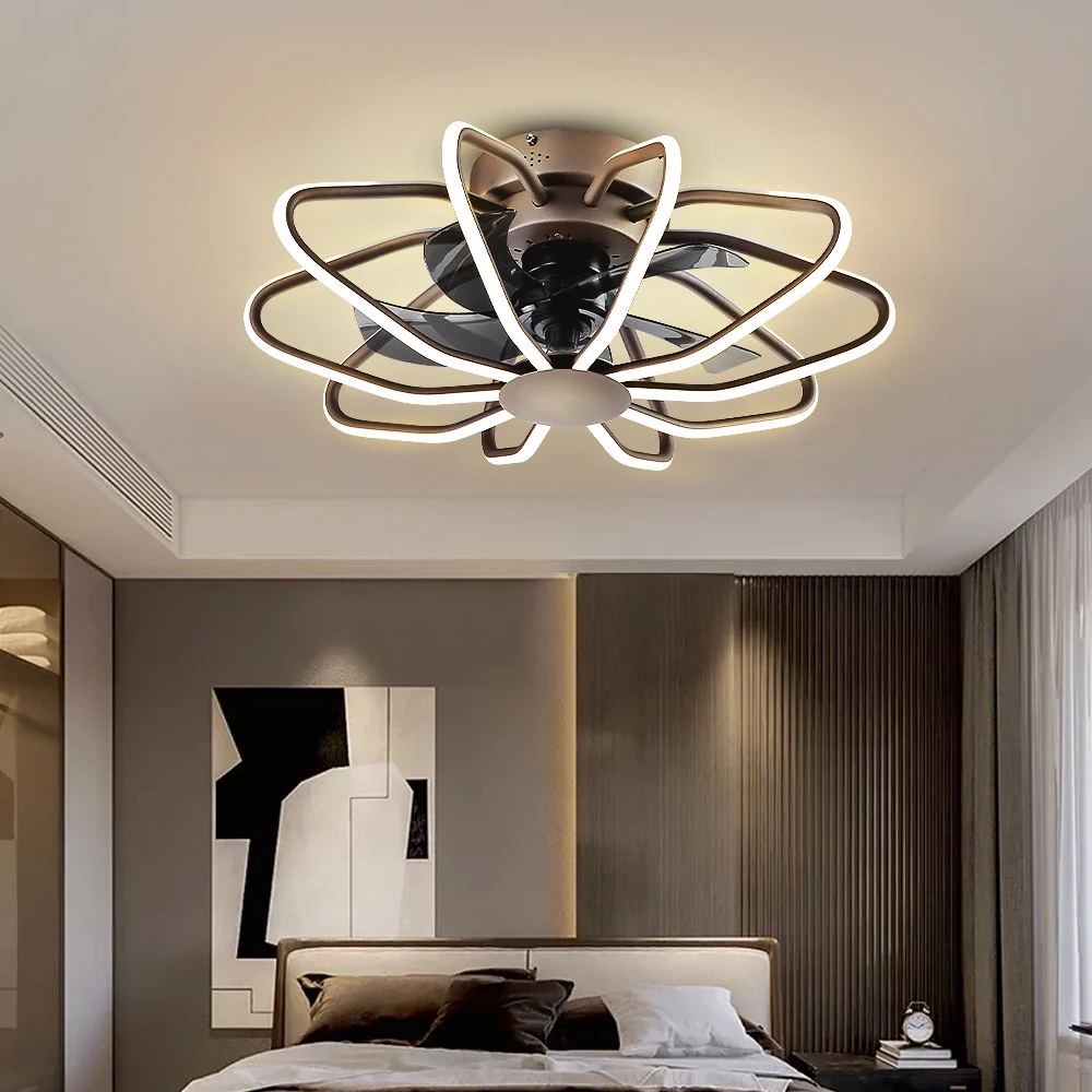 Modern Luxury New Dimmable DC LED Ceiling Fan with Lights Aluminum Body Decorative Chandelier Fan Light