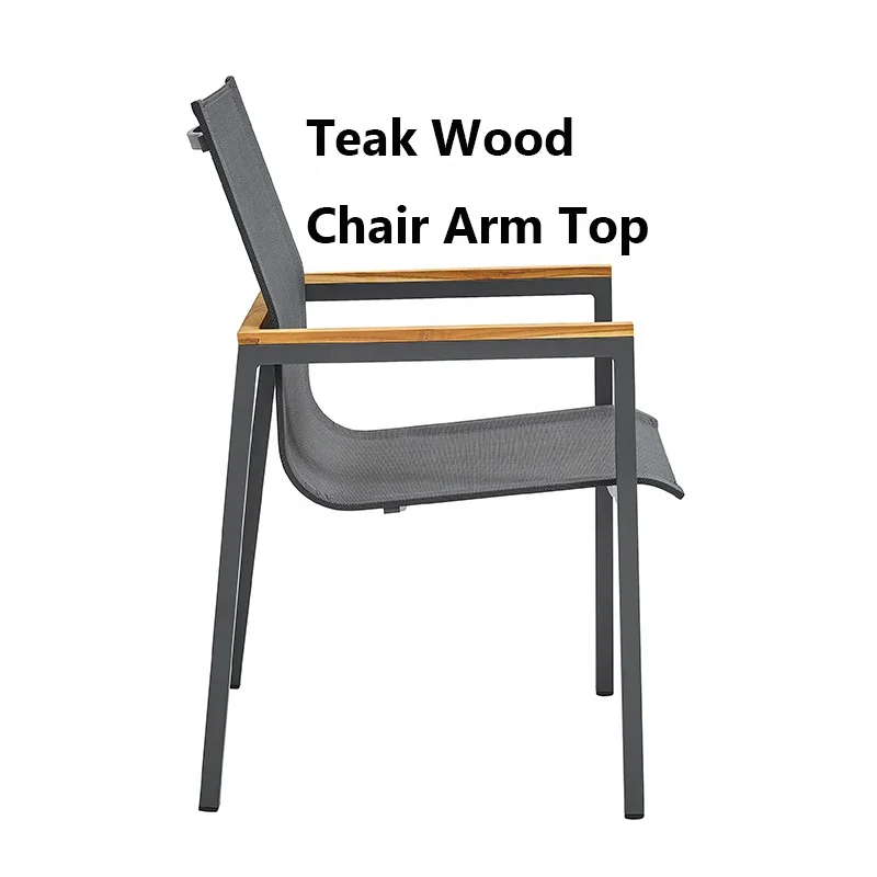 Modern Restaurant Furniture Stackable Grey Aluminum Relax Outdoor Balcony Patio Teslin Dining Chairs