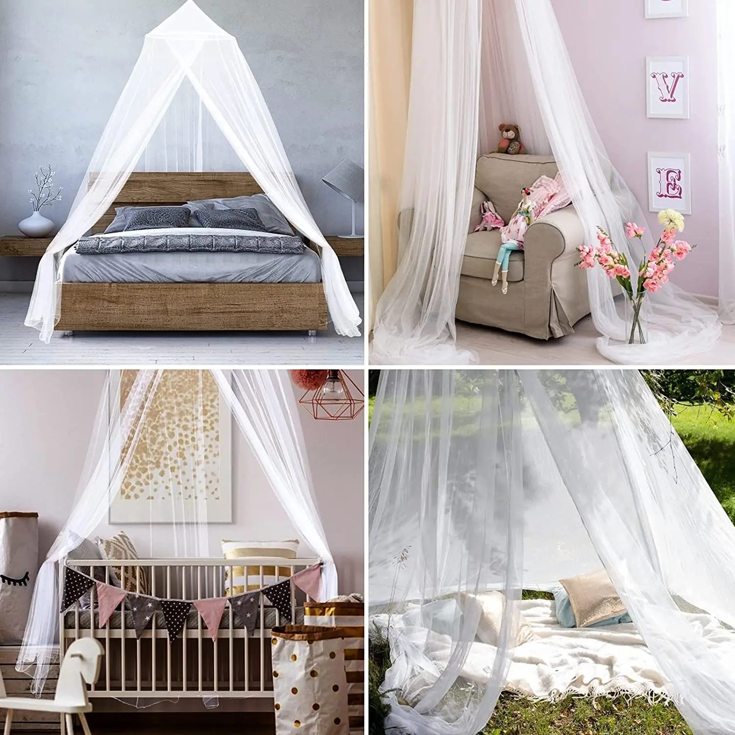 Suspended domed mosquito net mosquito net