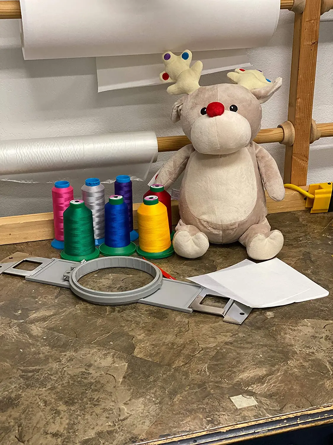 Рождественский подарок на заказ, плюшевая мягкая игрушка, олень с вышивкой