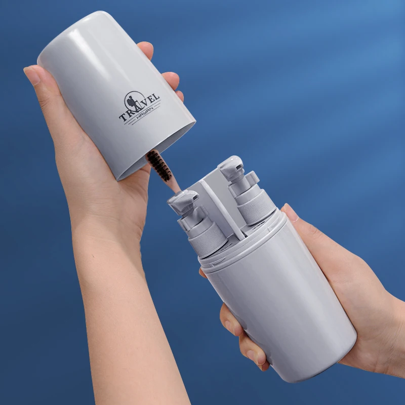 Promotion travel gift item 4 in 1 business gift set with comb sub bottles tooth brushing cup