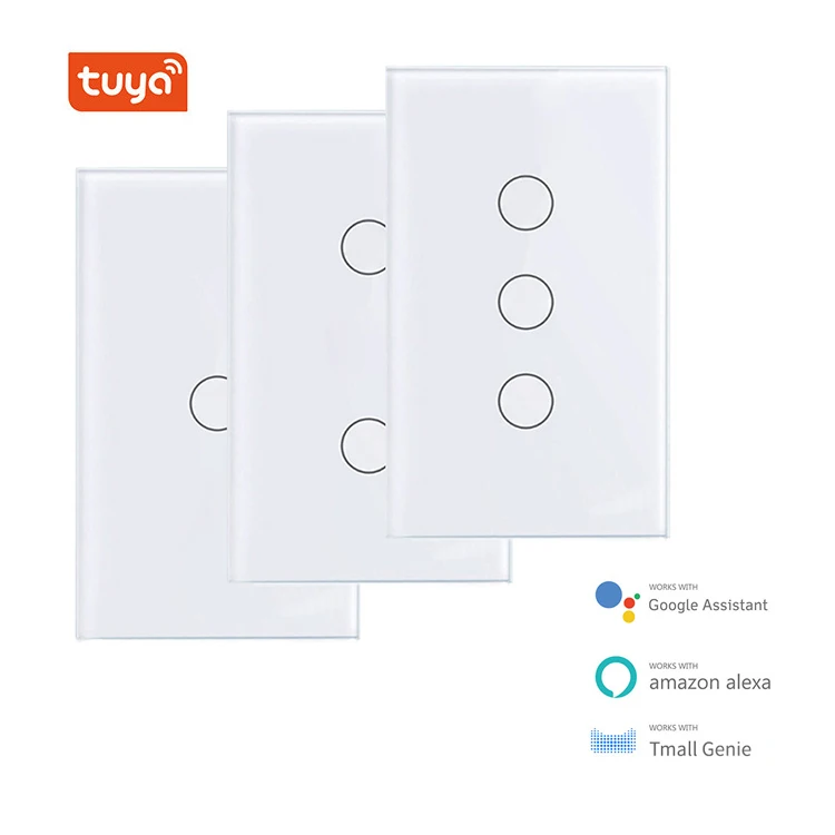 Porular New US Standard tuya touch screen light smart switch wifi app control home wall smart switch wifi