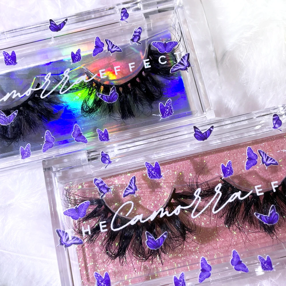 
lashbox packaging 25mm 3d mink lashes3d wholesale vendor mink eyelashes with colorful butterfly lashes cases 