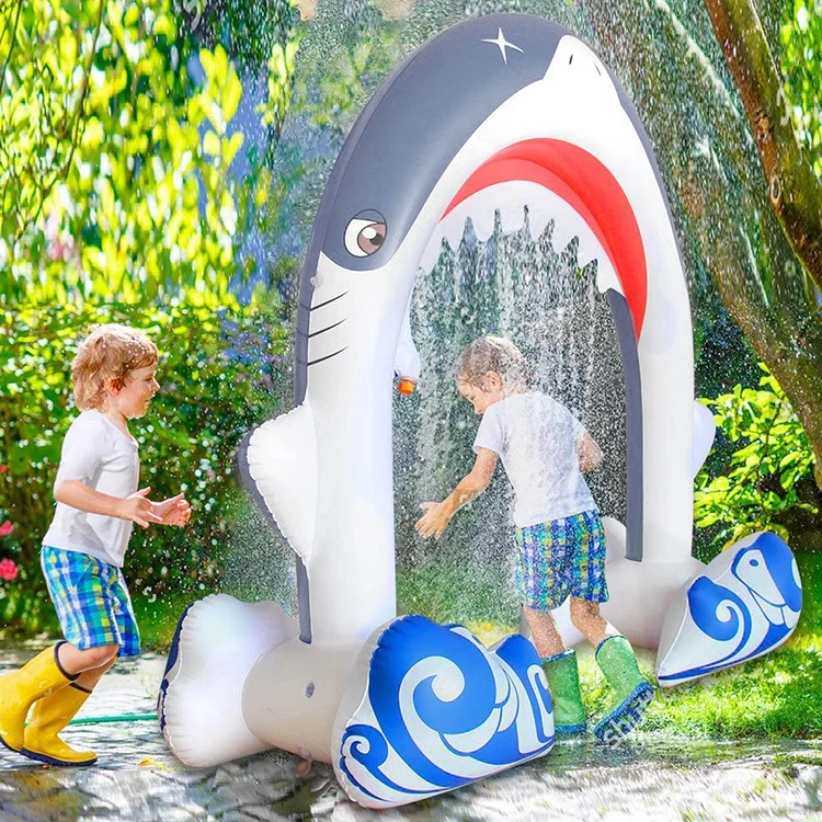 LC Water Play Summer Fun Water Toy Sprinkler Kids Inflatable Water Sprinkler Inflatable Shark Arch