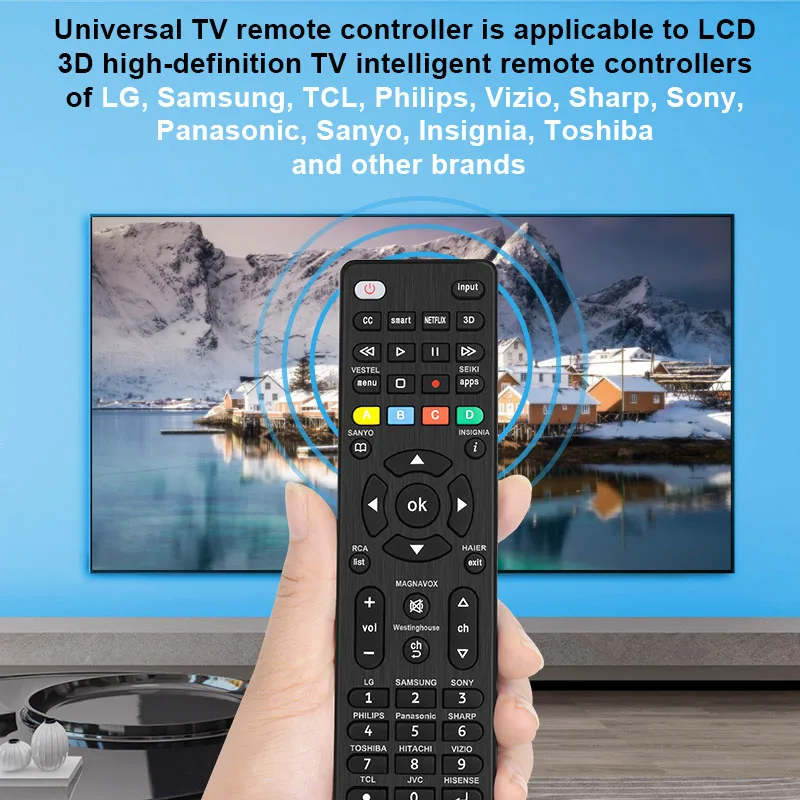 Smart Universal TV Remote Control for LG Samsung TCL Philips Vizio Sharp Sony Panasonic Sanyo Insignia Toshiba Controller