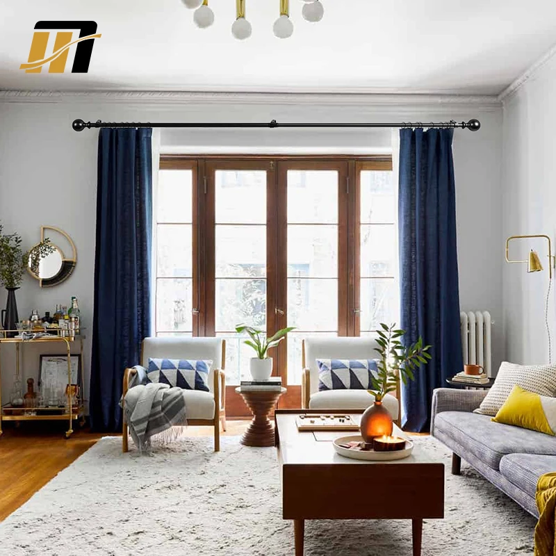 DOUBLEWIN Windows Curtain Rod Home Decoration Modern Simple Style Double Curtain Rod Set with Simple End Cap