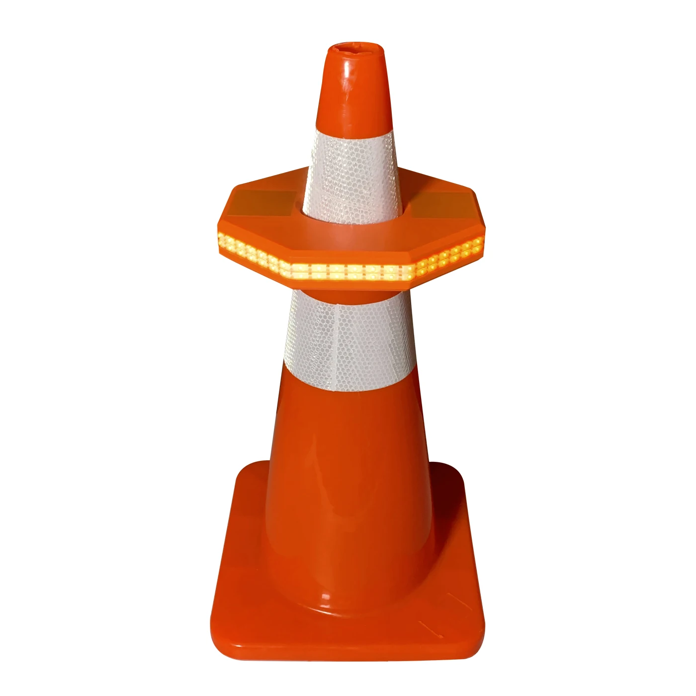 Road safety amber strobe beacon small smart LED traffic light traffic cone gate flashing light