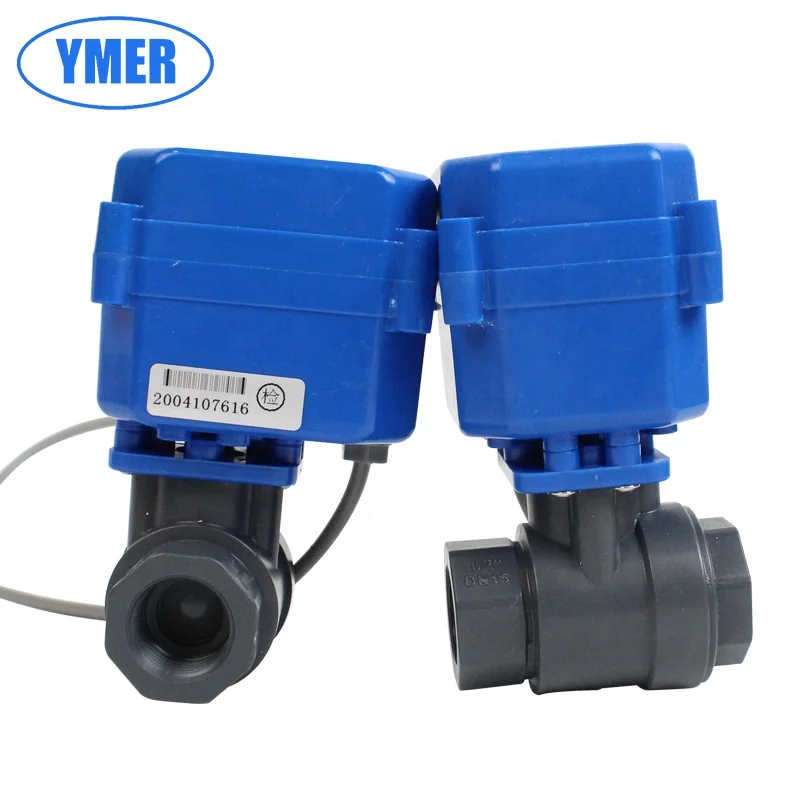 Mini  2-way Ac22OV  electric motor ball valve pvc for garden water irrigation 1/2inch NC NO flow control valve
