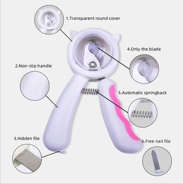 Dog Grooming Scissors Pet Splash Proof Small Dog Pet Nail Clipper With Safety Guard