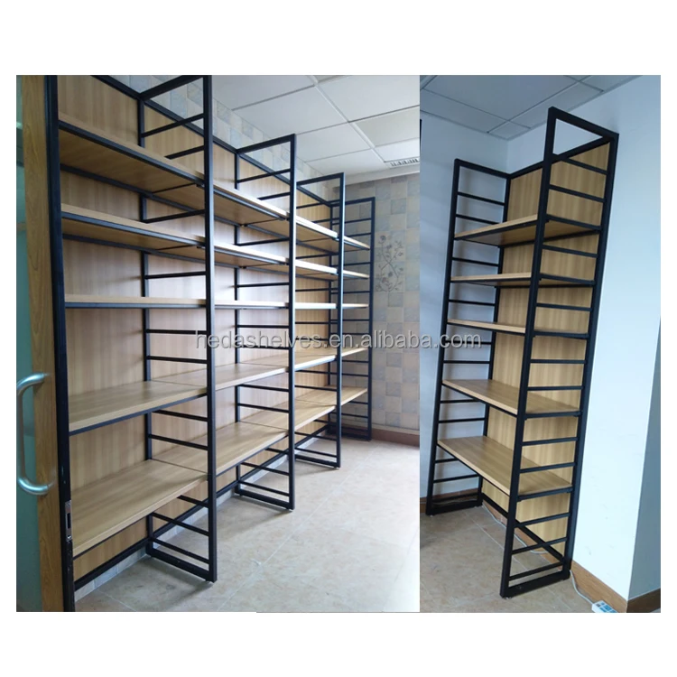 Wine Shelves Commercial Wooden Metal Storage Shelf Wood Shelves For Retail Store