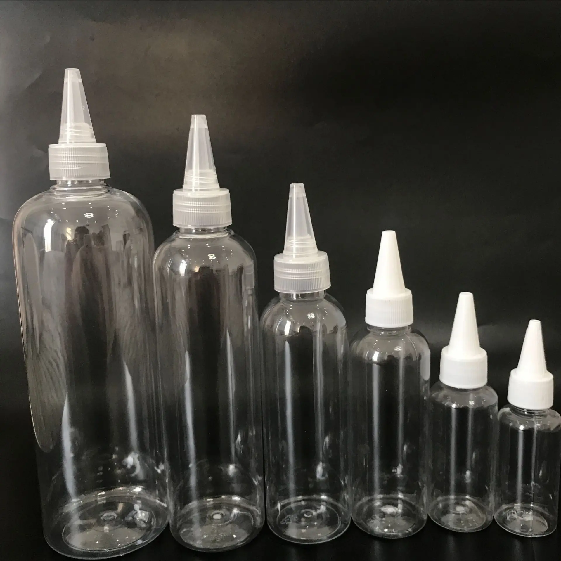 500ml transparent tip extruded water color paint clear plastic round bottle with lid