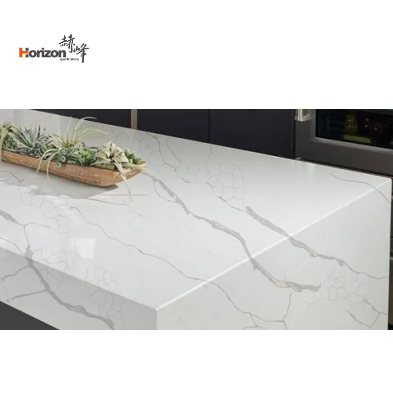 Horizon calacatta white quartz stone slabs for Kitchen quartz countertops