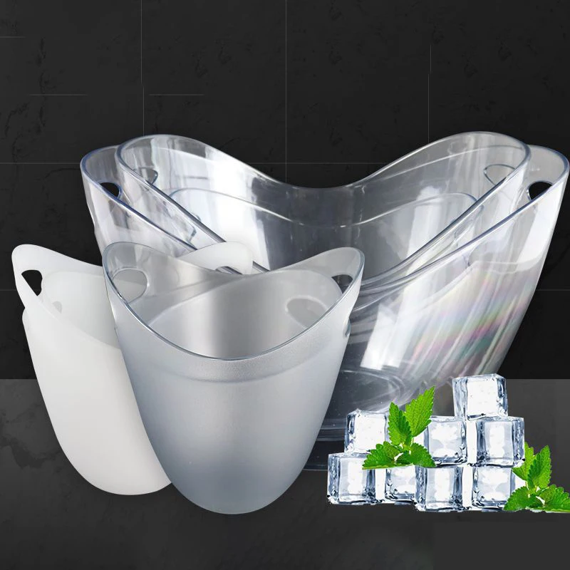 Wholesale KTV Bar Party Oval Shape Wine Vodka Whiskey Beer Champagne Buckets Acrylic Plastic Ice Bucket