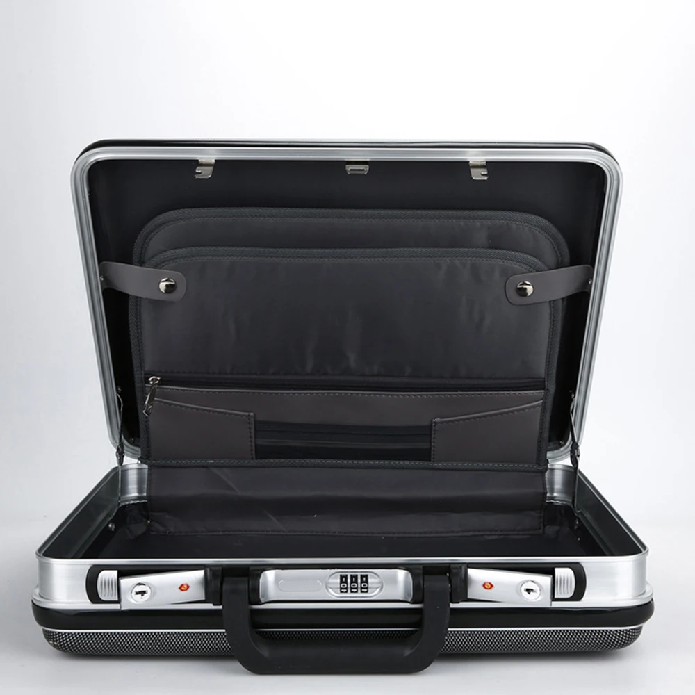 OEM Suitcase ABS Luggage Equipment Carry-on Computer Briefcase with Password Lock Aluminum Frame Case