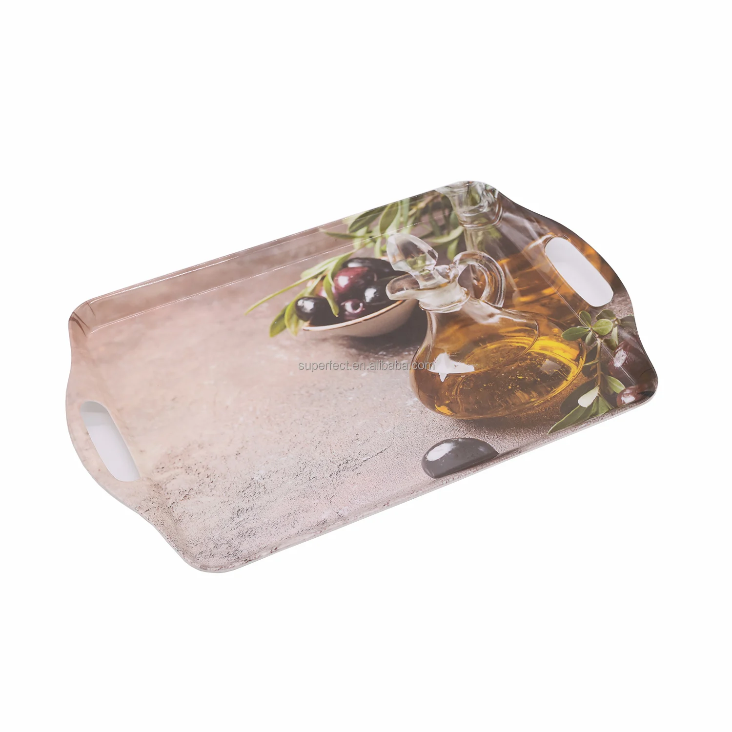 Factory Custom Classical Serving Tray Bamboo Fiber Dish Tray Plastic Melamine Tray