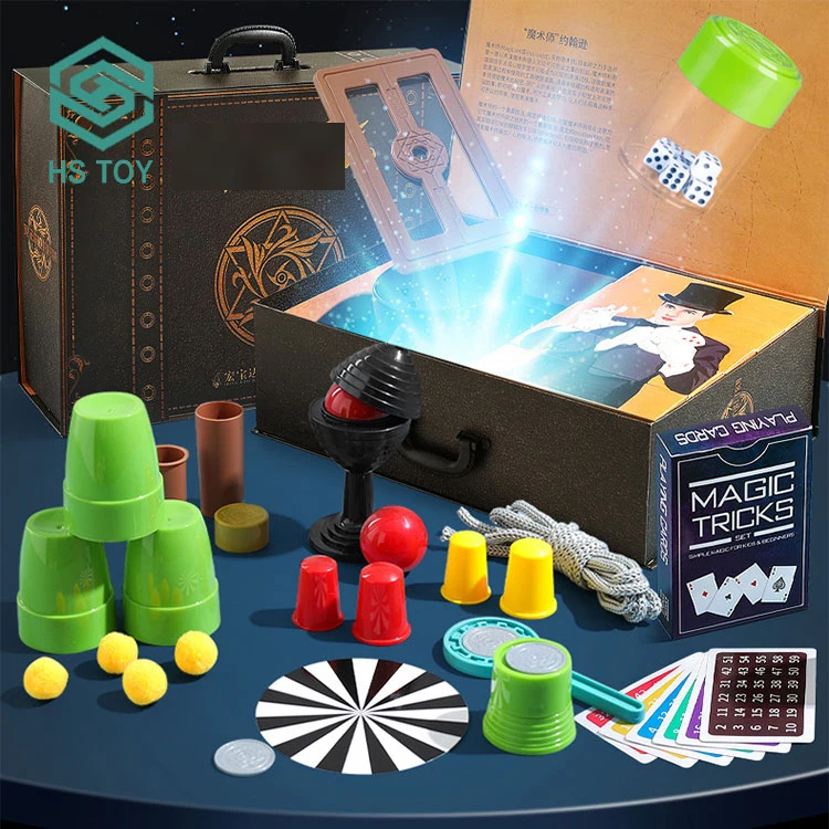 HS Stunning Game Learning Magic Show Beginner Easy Play Kid Magic Tricks Kit Box With Hand Gift Box