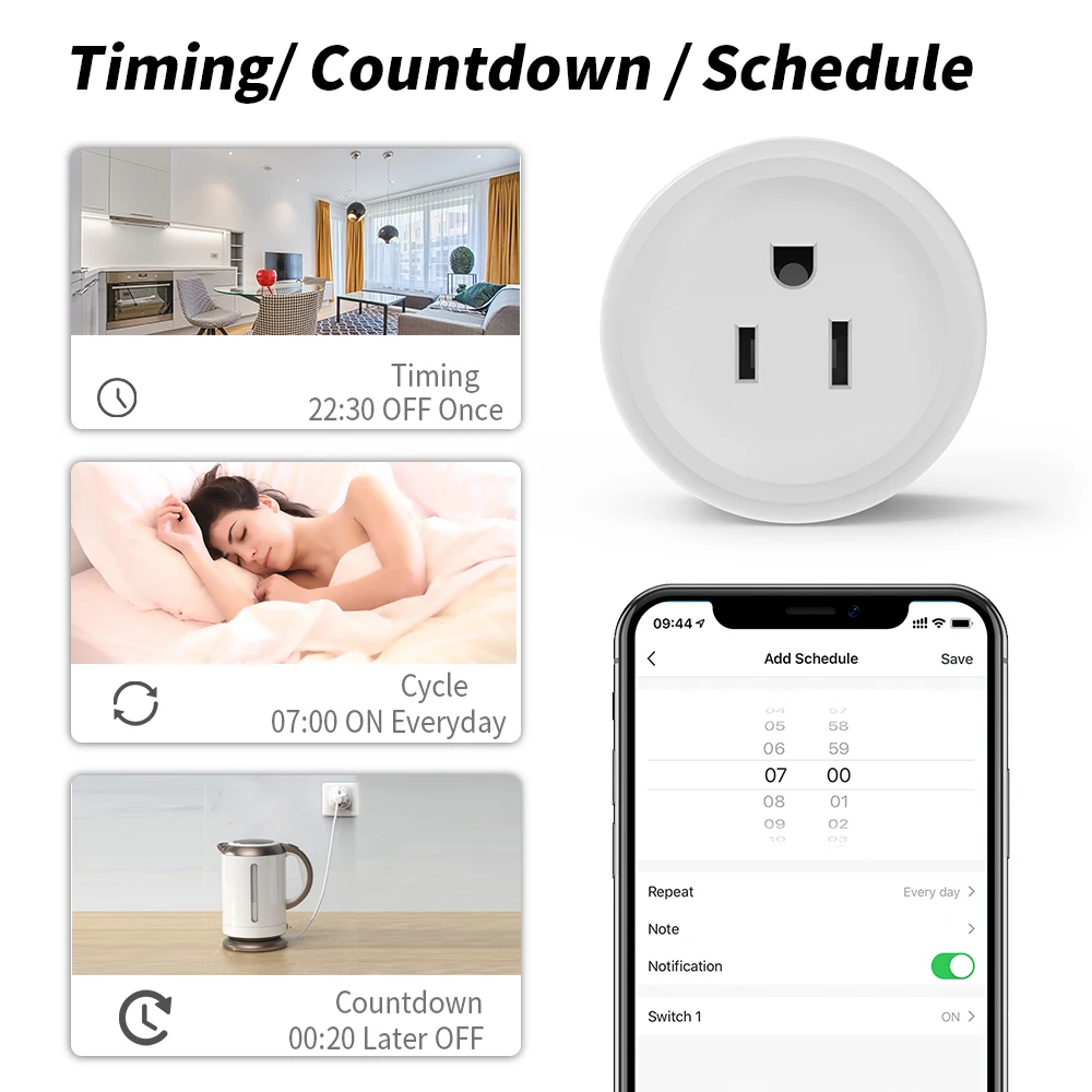 US  Tuya Wifi  smart power plug APP control home use intelligent socket Smart Plug For Google Home Alexa