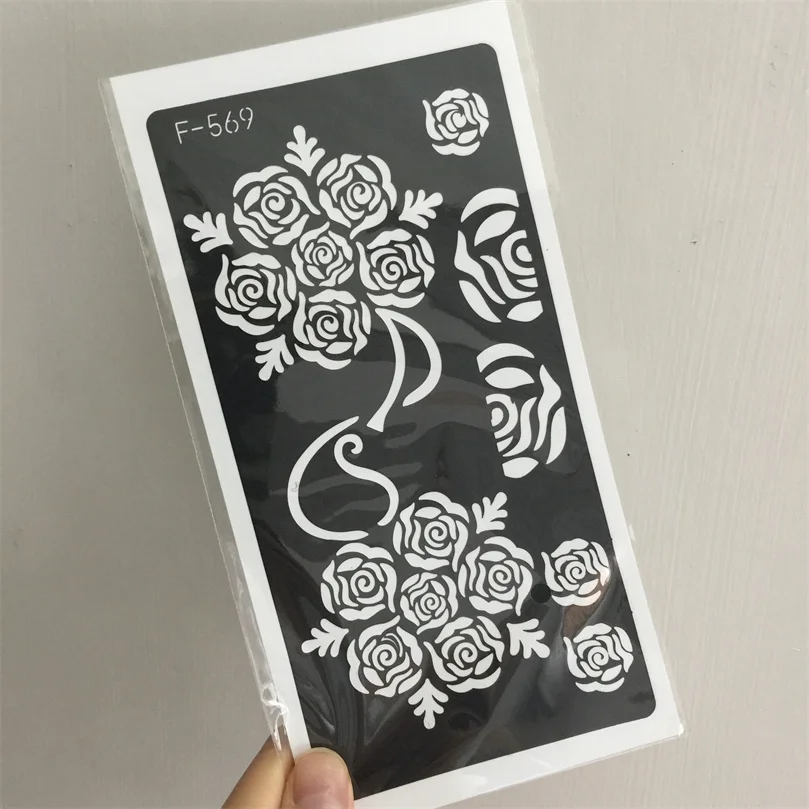 Factory Price Beauty Reusable Henna Temporary Drawing Tattoo Stencils For Hand