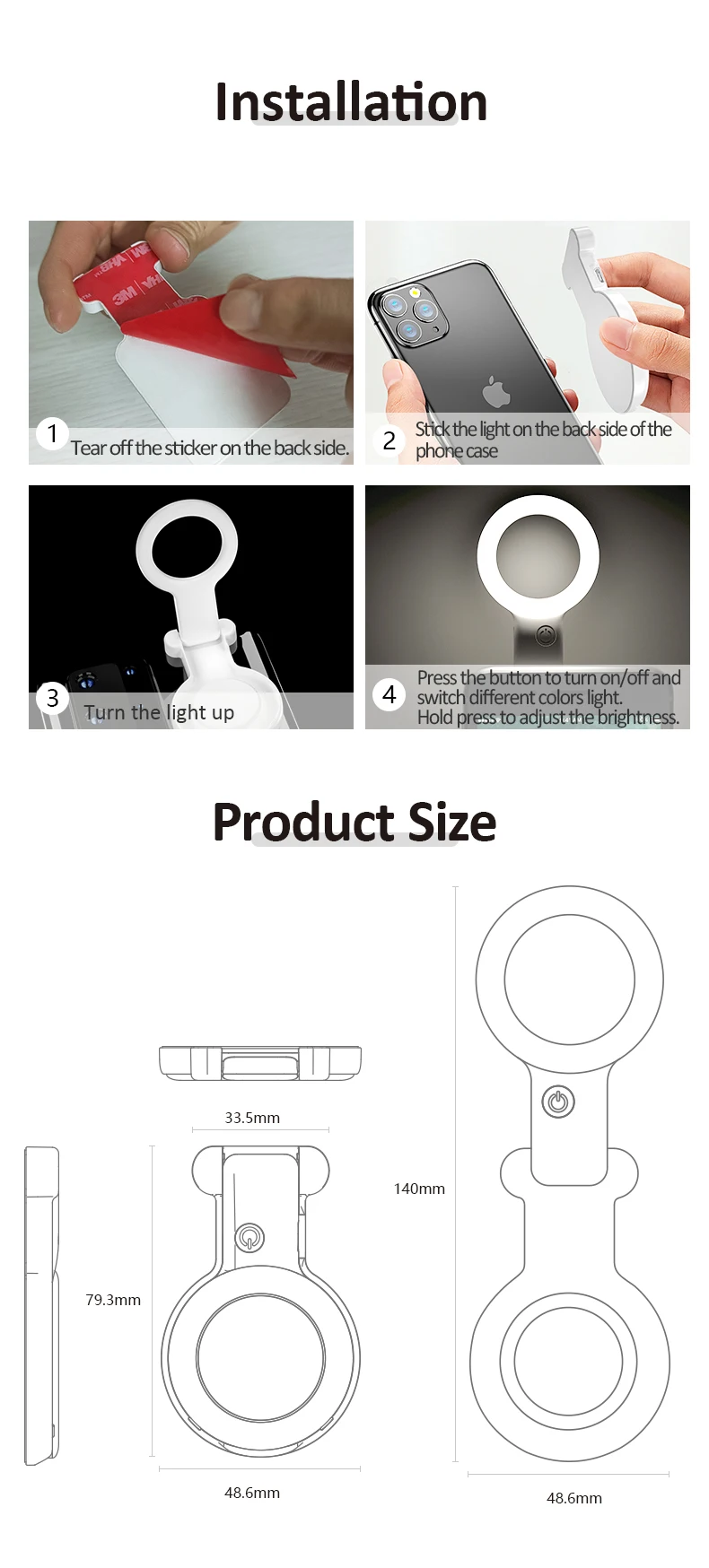 USB Charge Selfie Portable Flash Led Camera Phone Photography Ring Light Enhancing Photography For Phone Case