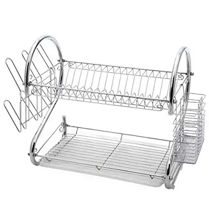 High quality custom metal kitchen two layers stainless steel shelf rack