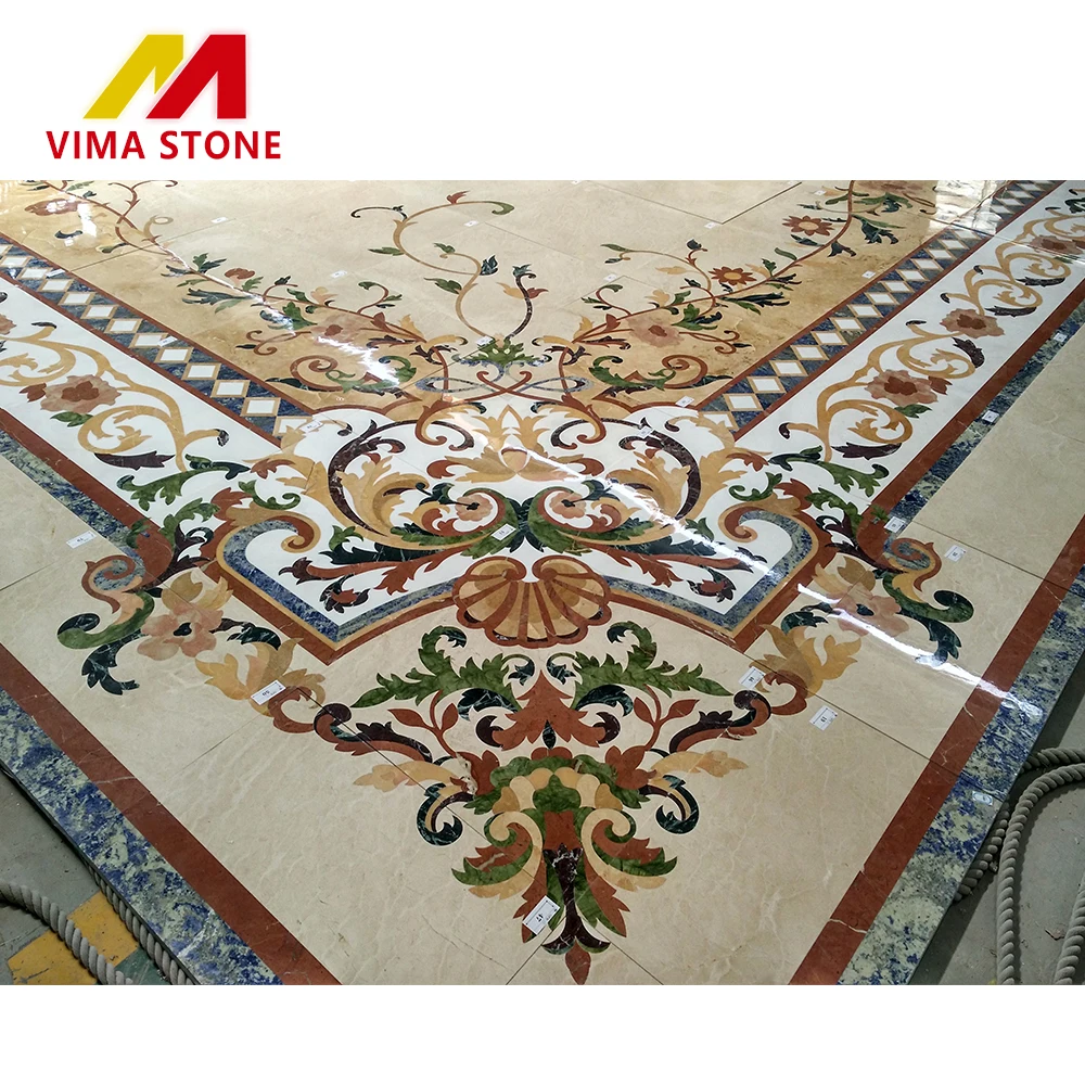 High Quality Stone Waterjet Marble Pattern Tile Waterjet Marble Medallion Flooring Tile for Lobby Entrance Flooring Marble Tile