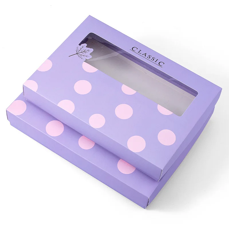 Wholesale Custom Fancy Ivory Paper Logo Printed Lingerie Boxes Bra Panties Underwear Paper Packaging Gift Boxes With Pvc Window