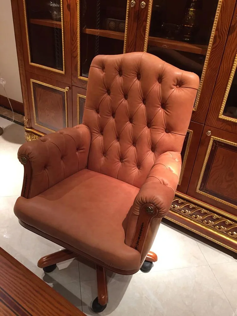 Custom Luxury Home Office Solid Wood European Royal Style Study Room Furniture Set