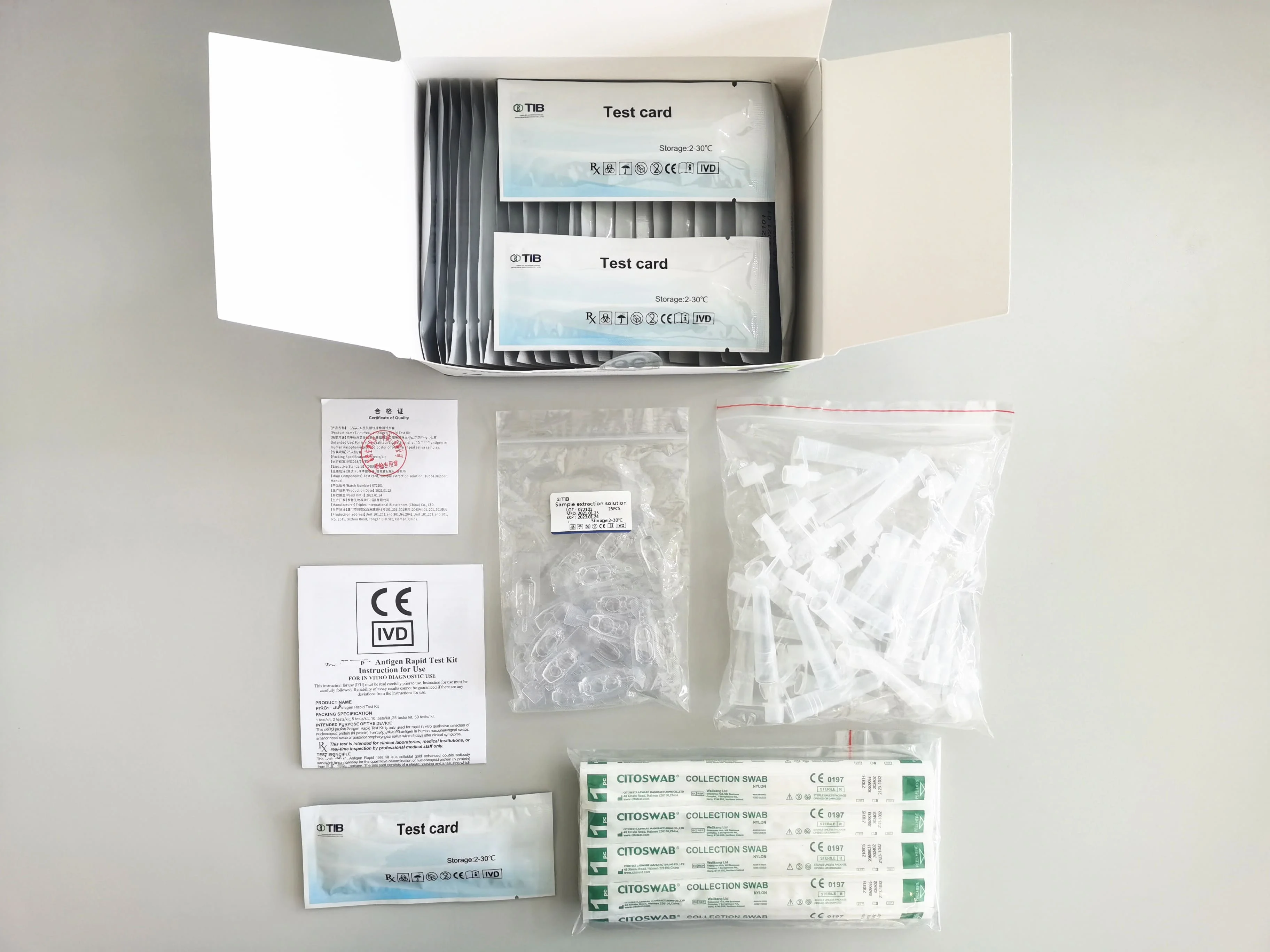 wholesale 25 tests/kit Home Selftest Nasal Saliva swab antigen rapid test kit