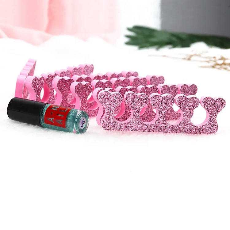Ziri Factory Supply Nail Art Tools Pedicure EVA  Toe Divider Manicure Pink Sponge Glitter Foot Fingers Separator