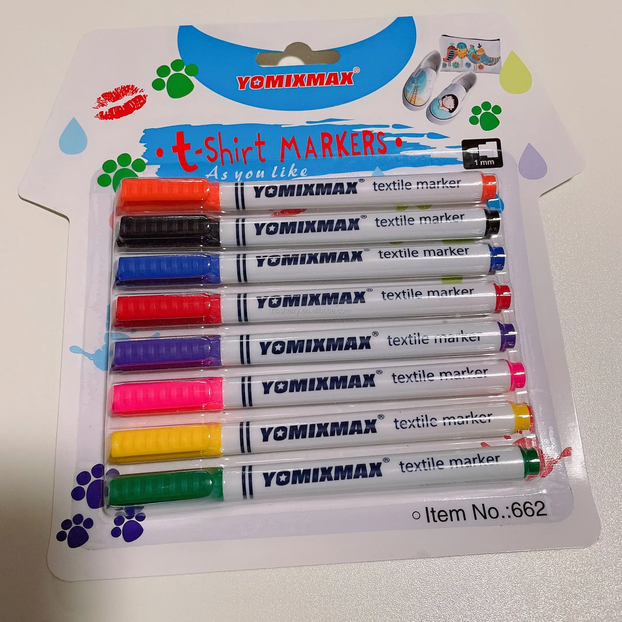 Factory hot sale 8 colors blister card textile marker pen permanent marker pens