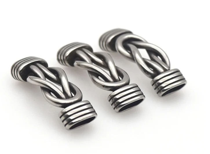 Retro style stainless steel twist wrist clasp connector for leather rope men titanium steel bracelet jewelry findings
