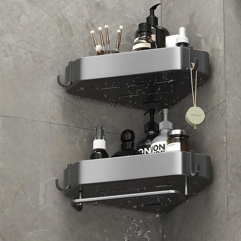 Прямая Продажа с фабрики углеродистая сталь туалетная квадратная сетчатая корзина настенная угловая полка для ванной комнаты полка для хранения