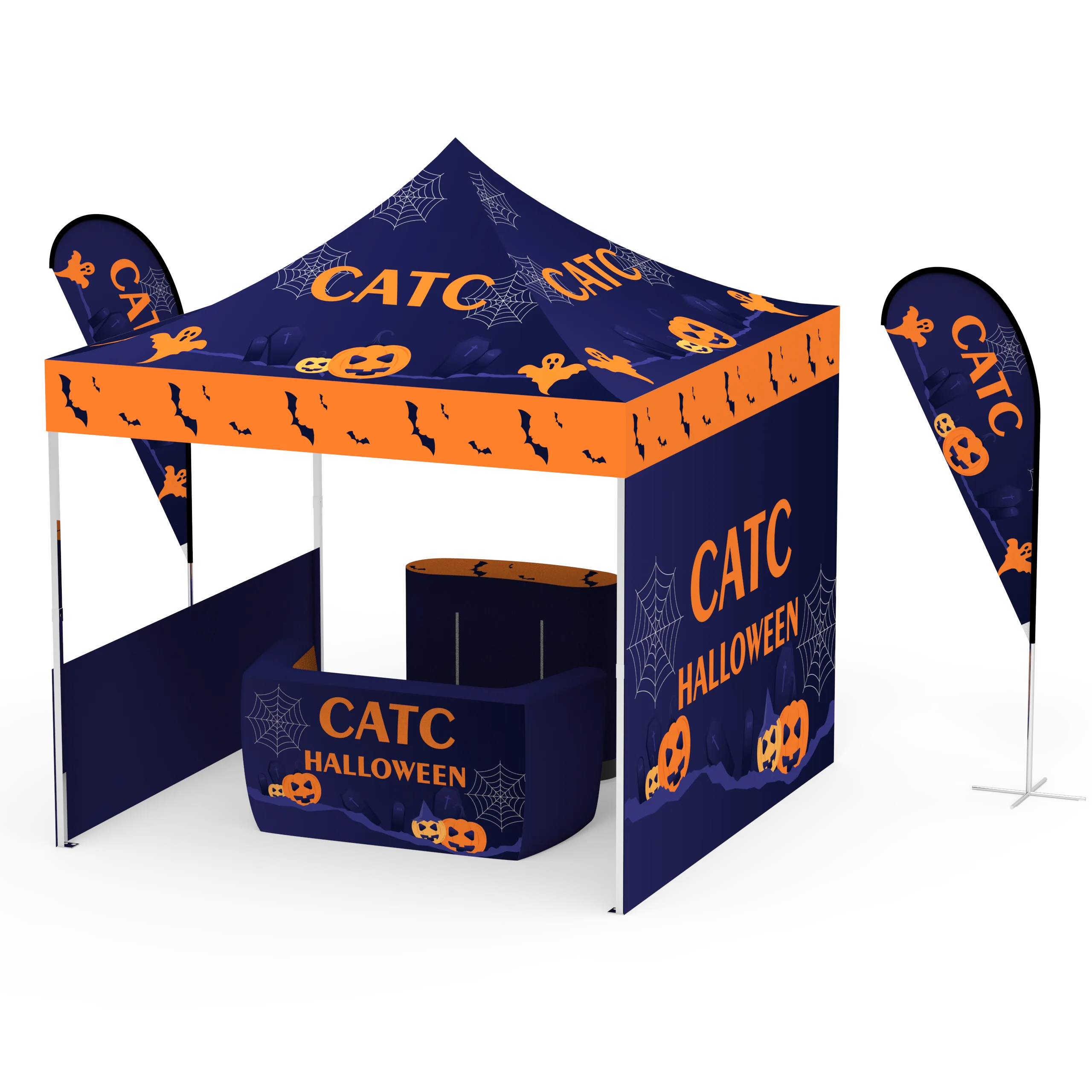 CATC Custom Halloween Pattern Advertising Equipment Folding Tent 3X3 Gazebo Popup Canopy Tent For Outside Trade Show Events