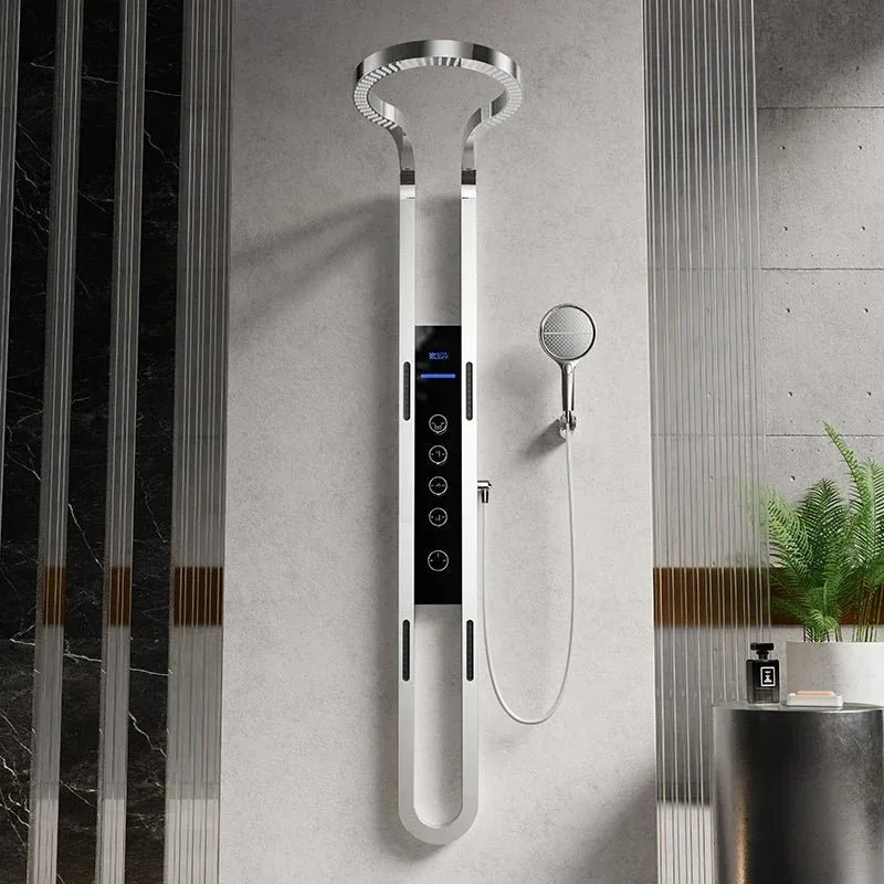 Rainfall Waterfall Black Digital Thermostatic Shower Set Bathroom Brass Mixer Hot Cold Faucet Soft Jet Spray Villas Apartments
