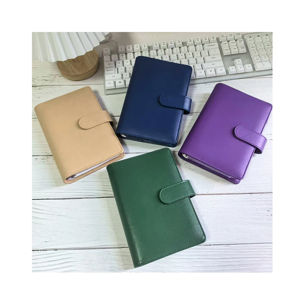 Top Selling 20 Color Portable Durable Custom PU Leather Budget Envelope Wallet Binder Magnetic Journal PU Leather Cover Notebook