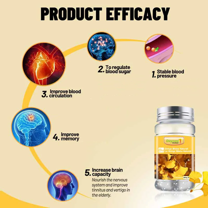 Winstown Gingko yellow essence pills Herb detox vessels Plant Extracts Ginkgo Biloba Capsules Ginkgo Biloba softgel capsulle