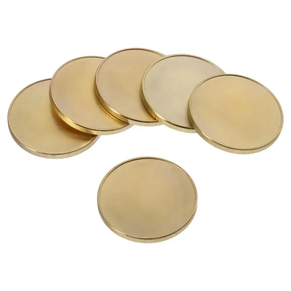 Custom metal brass copper challenge token blank coins solid blank brass coin for fiber laser engraving