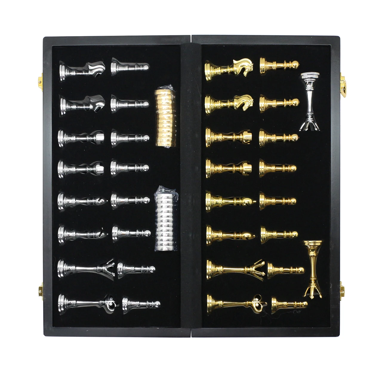 14 Inches Marble Chess Set felted Marble Design Wood Chess Board Metal Chess Pieces Figures Set