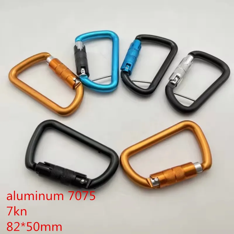 Factory Direct 7075 Aluminium Alloy Safety D Shaped Aluminum Carabiner Clip with Pin