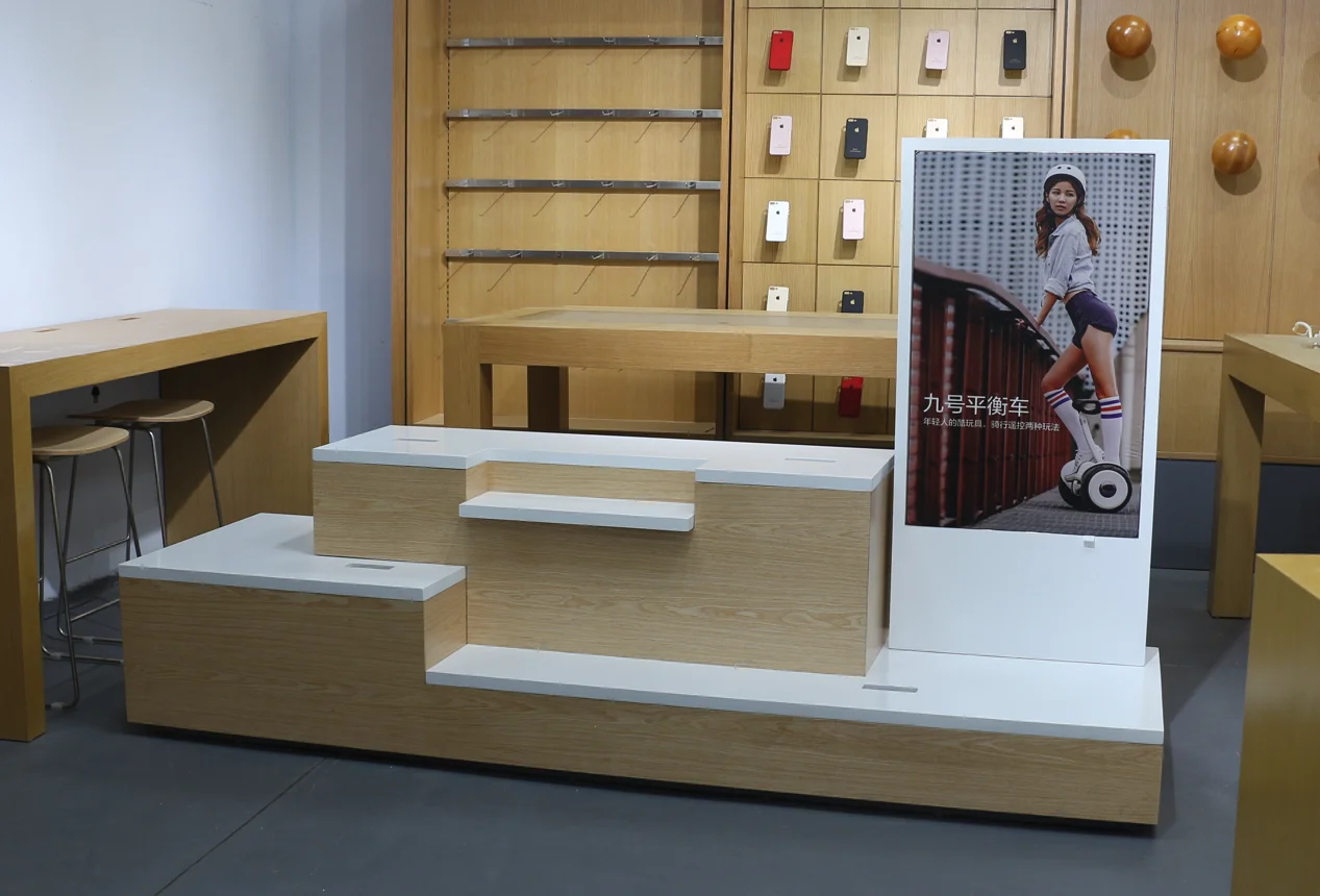 Balance car display stand electronics shop display stand custom toys store wood display furniture interior design