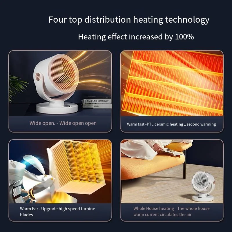 1200W PTC Wall-Mounted Portable Heater with Remote Control Quick Heating Fan Garden Living Room Bathroom Bedroom Installation