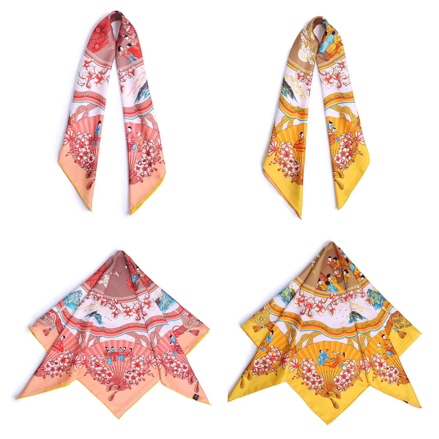 Exquisite Workmanship 16MM 90*90 Large Real Silk Scarf Clear Texture Digital Printing Colorful Square Silk Head Scarves For Gift