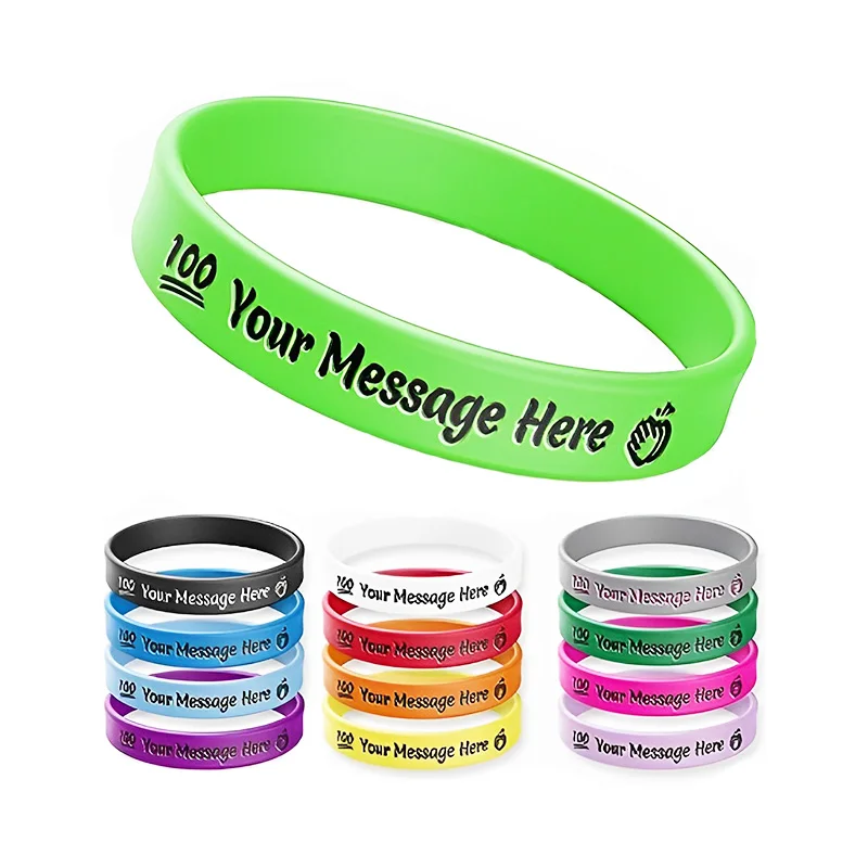 Dustproof Personalized Customized Text Silicone Rubber Bracelets Wristband For Events Gifts Fundraisers Awareness Motivation