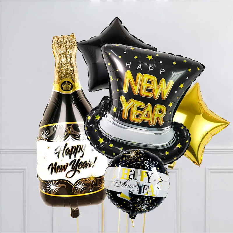 Happy New Year Foil Balloons set 2025 New Years Eve Party Supplies Aluminum Film Mylar Cartoon Ballons Helium Balloon Decoration