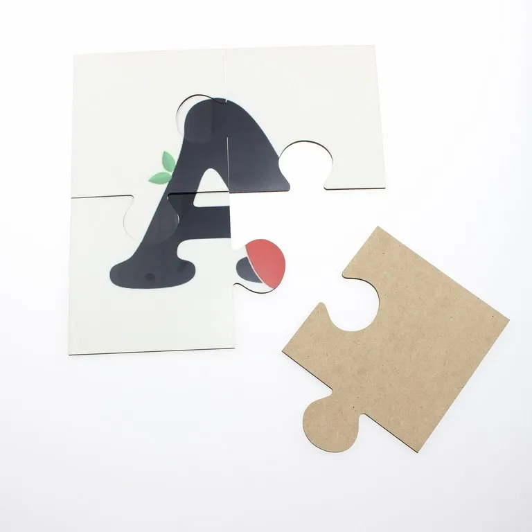 4 pieces laser die cut wood blank jigsaw puzzle for kids