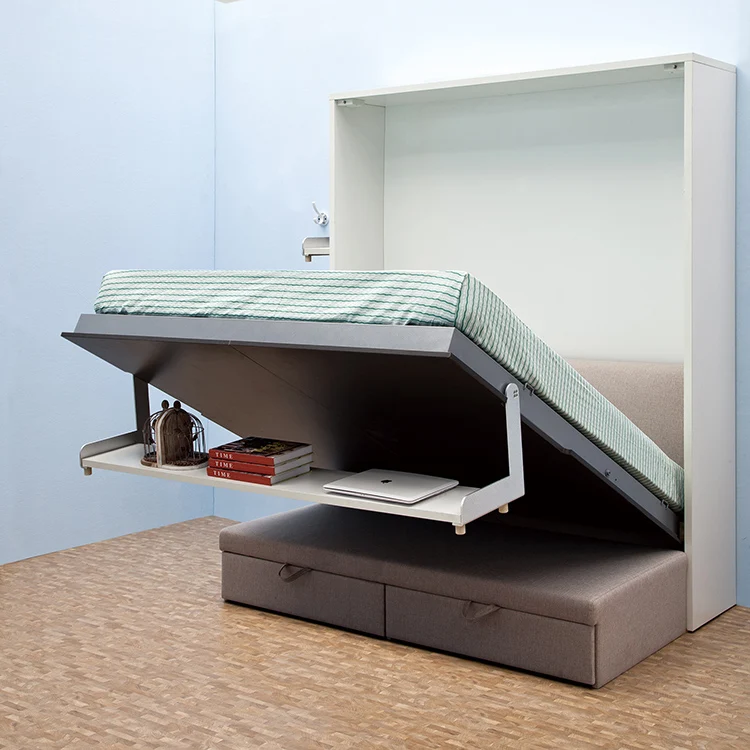 Folding saving space smart furniture spring mechanism plywood wall bed murphy bed with sofa