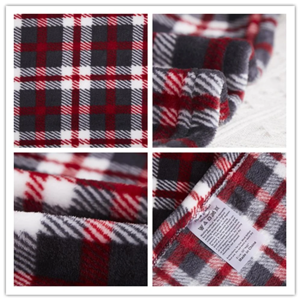 Factory Directly OEM Accept Dark Color Plaid Flannel Fleece TV Christmas Bed Throw Blanket Christmas Gift Flannel Bed Blanket