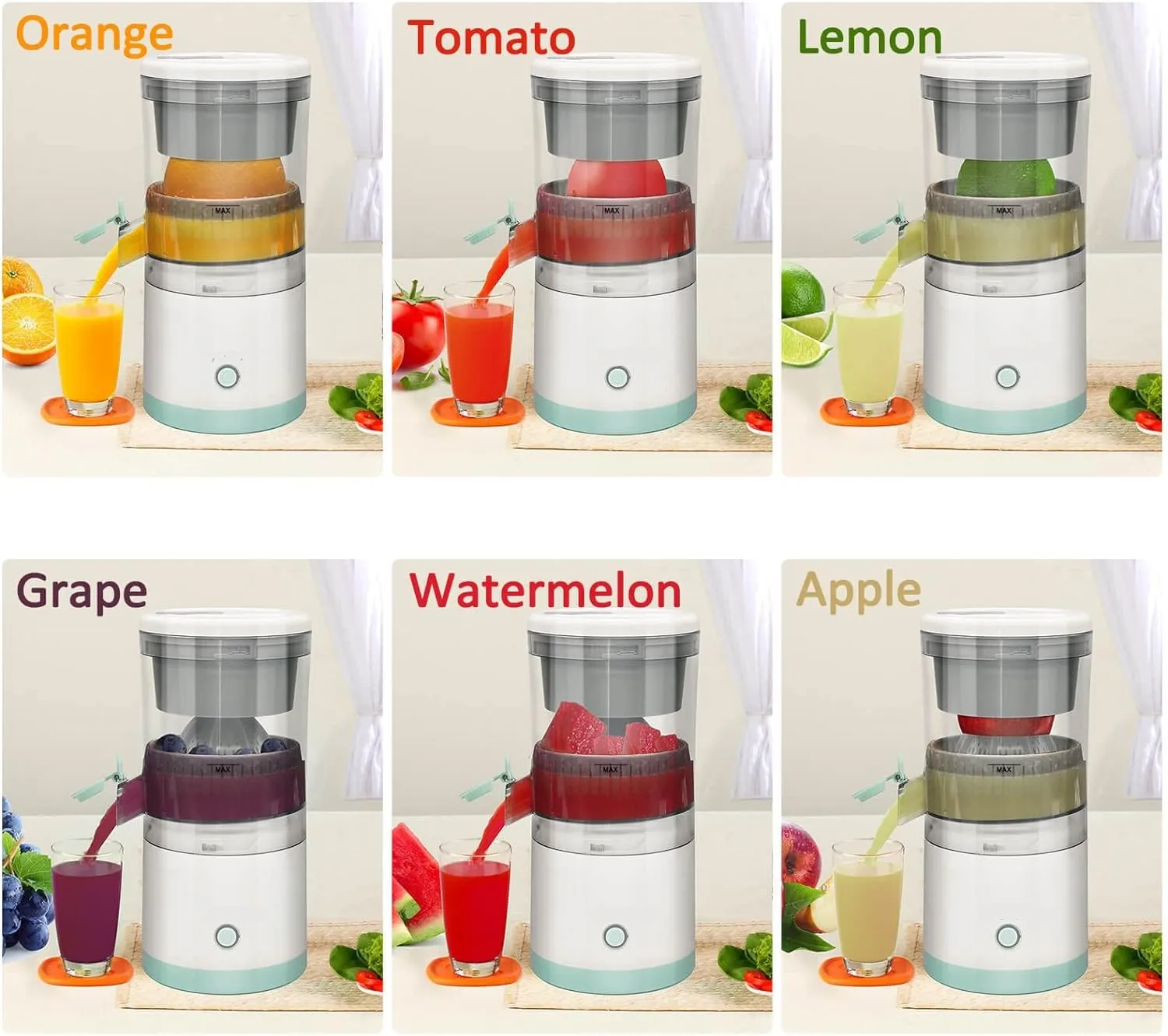 Rechargeable Citrus Juicer Machines Portable Juicer Squeezer with USB  for Orange Lemon Grapefruit Watermelon Grape Apple