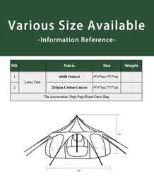 Large Space Waterproof 3m 4m 5m 6m 7m Cotton Canvas Bell Tent for Glamping