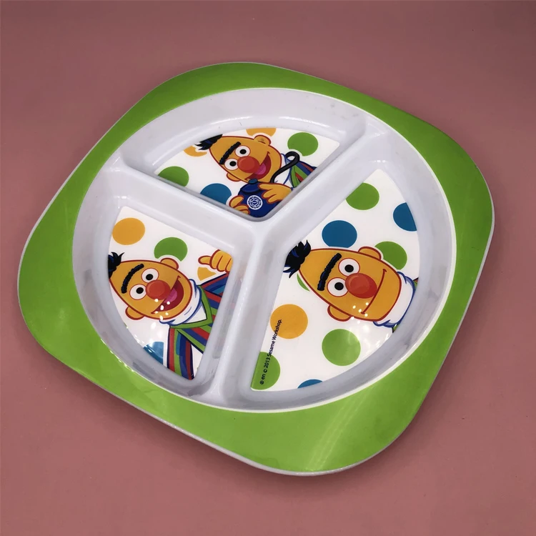 Factory Wholesale Dinnerware OEM BPA Free Eco-Friendly Plastic Separated Plates Cheap Bulk Square Dinner Plate